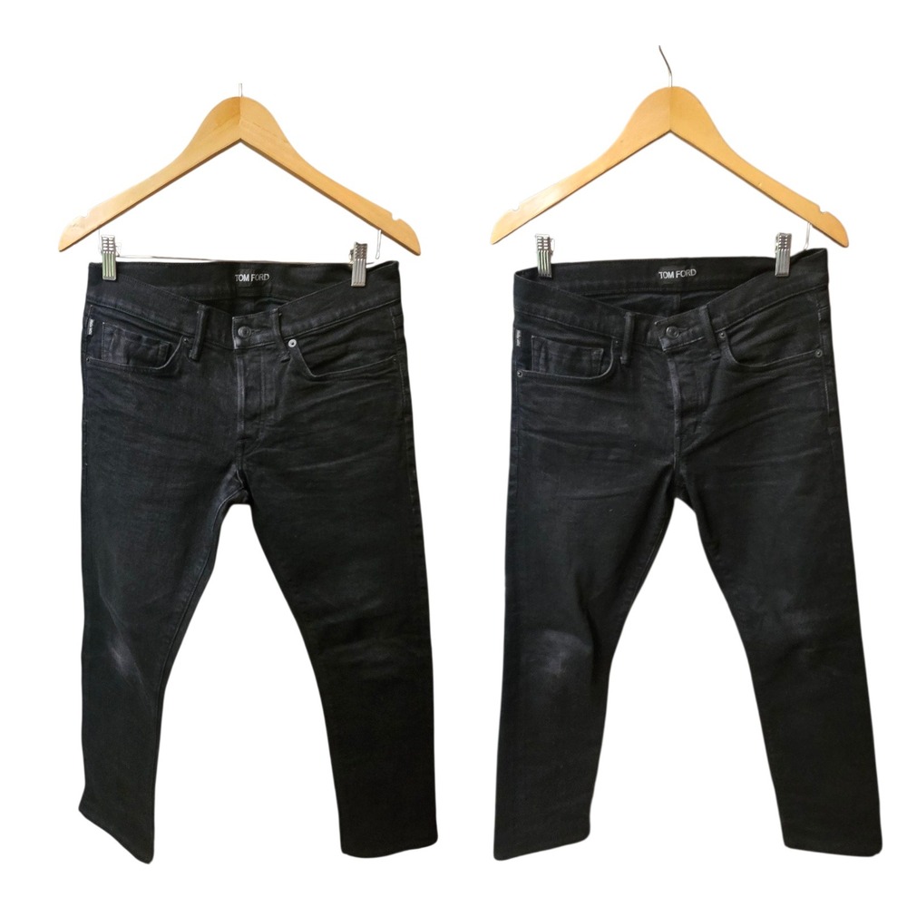 2 TOM FORD Black Jeans Slim Size 32‎ Button Fly Moleskin